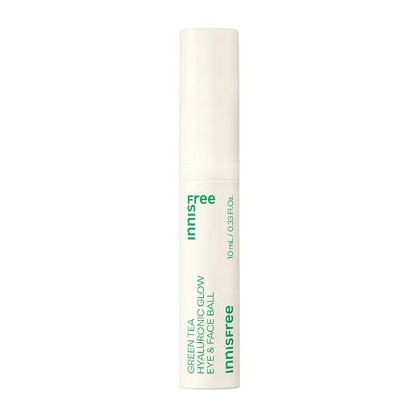 INNISFREE Green Tea Hyaluronic Glow Eye & Face Ball 10ml envase con textura del sérum